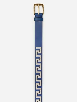 Caerus Leather Belt In Greek Key